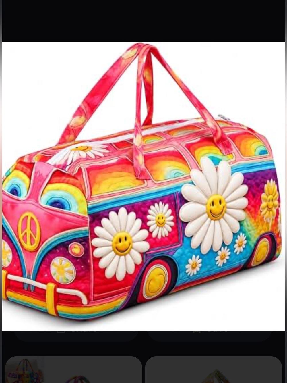 Bright Floral Rainbow Travel Duffel Bag - Pink & Multicolor